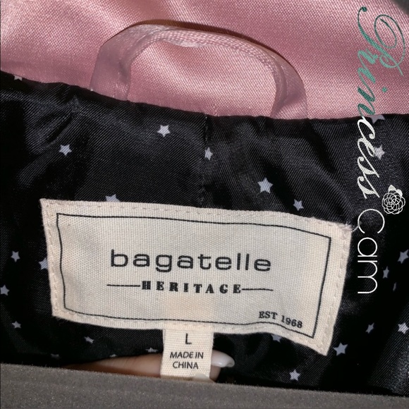 💖Bagatelle Blush Metallic Satin Zip Bomber Jacket - Picture 7 of 7